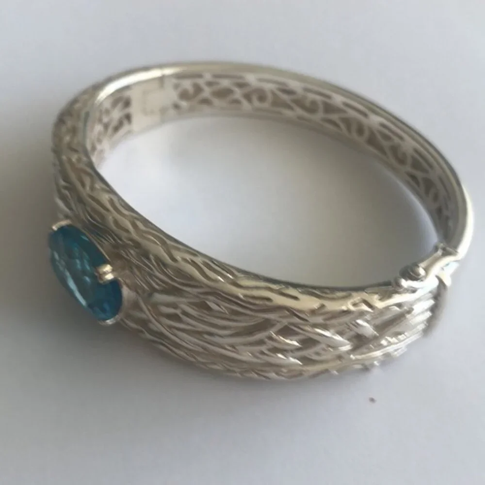 Effy 925 Lagoon Sterling Silver Blue Topaz Bangle, 10.64 TCW